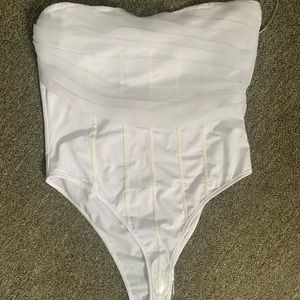 Pretty Little Thing White Strapless Bodysuit